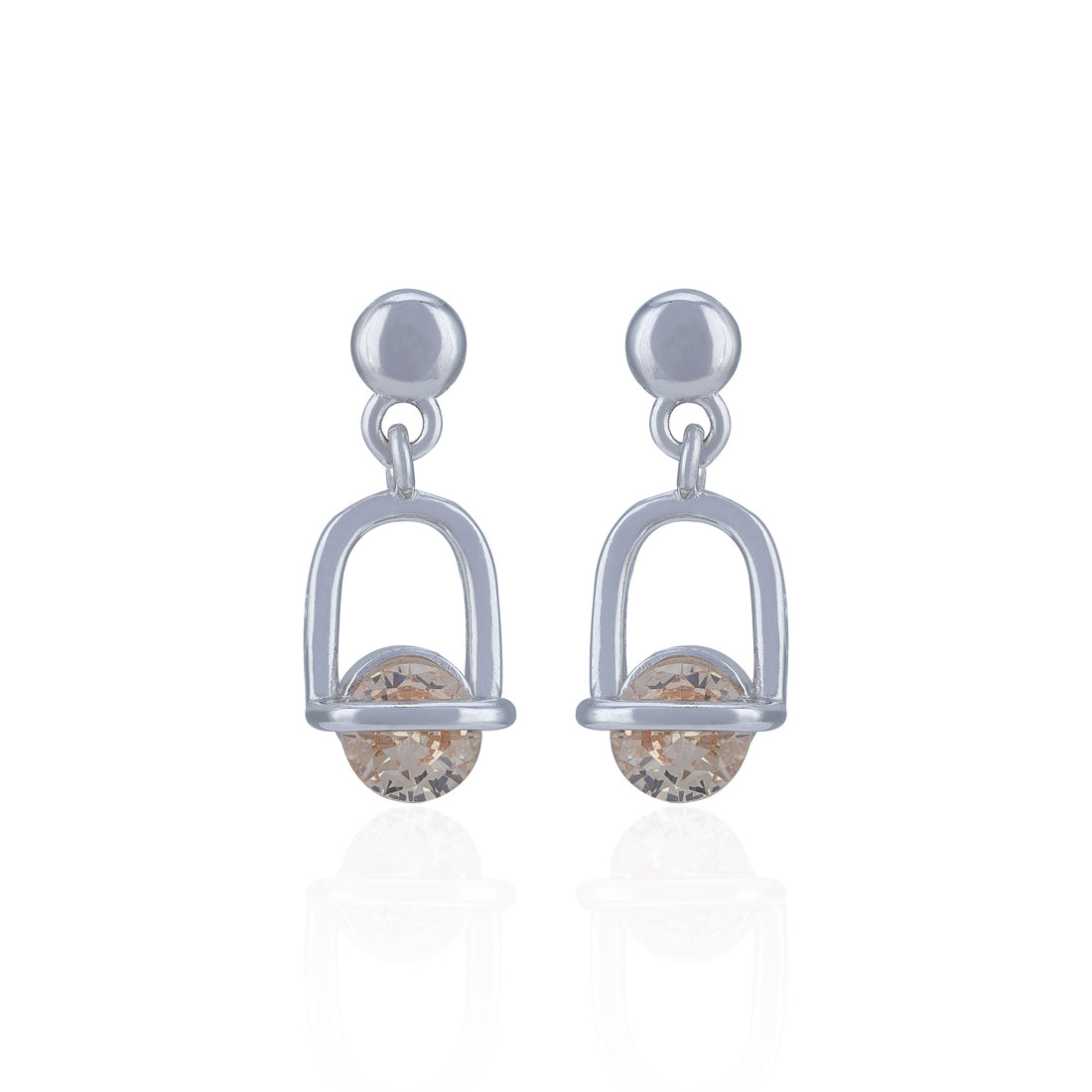 925 Sterling Silver Contemporary Arch Champagne Crystal Drop Earring for Women