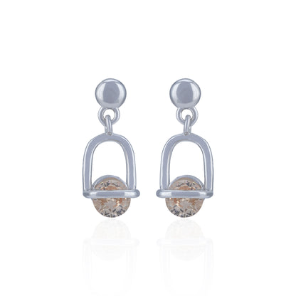 925 Sterling Silver Contemporary Arch Champagne Crystal Drop Earring for Women