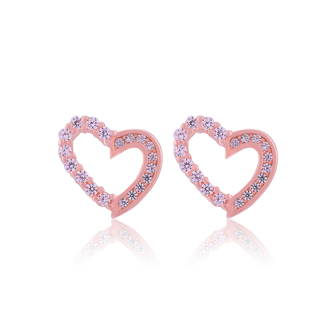 925 Sterling Silver Contrast Shine Heart Rose Gold Plated for Women
