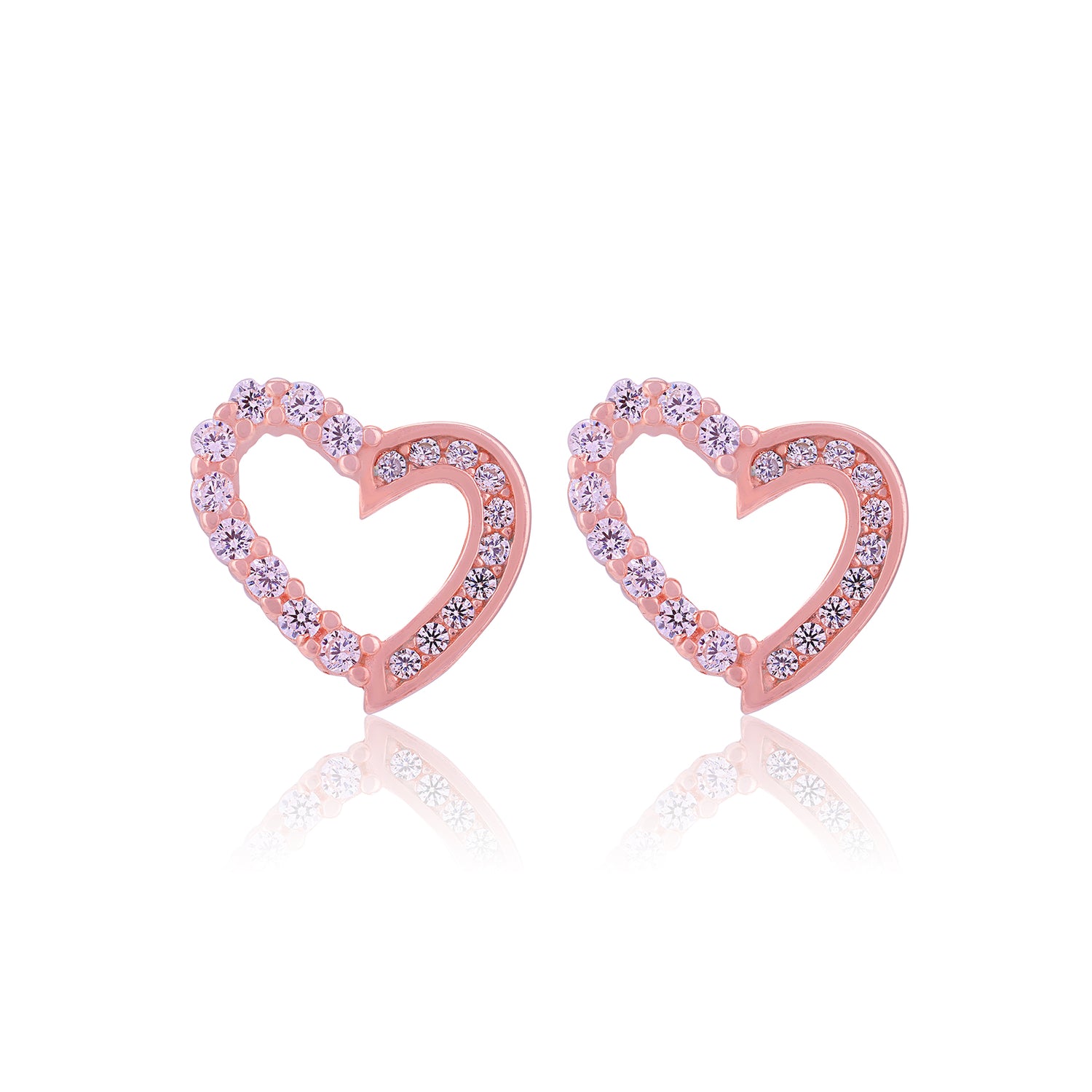 925 Sterling Silver Contrast Shine Heart Rose Gold Plated for Women