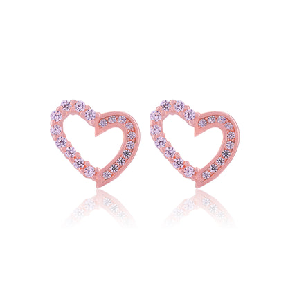 925 Sterling Silver Contrast Shine Heart Rose Gold Plated for Women