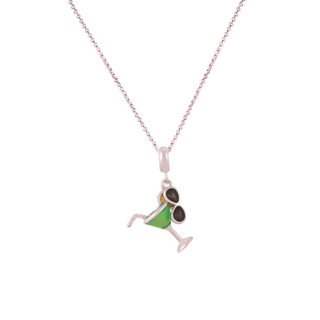 925 Sterling Silver Cool Sips Martini Glass Shades Pendant for Women