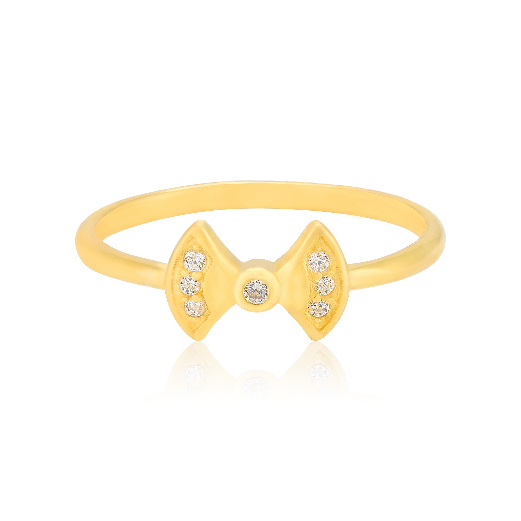 925 Sterling Silver Couture Bow Gold Plated Ring for Women
