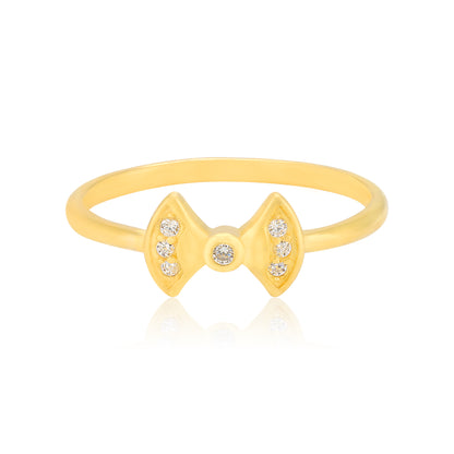 925 Sterling Silver Couture Bow Gold Plated Ring for Women