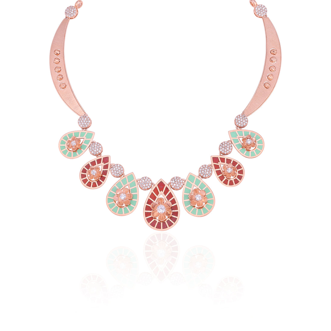 925 Sterling Silver Crescent Bloom Paisley Teardrop Necklace For Women