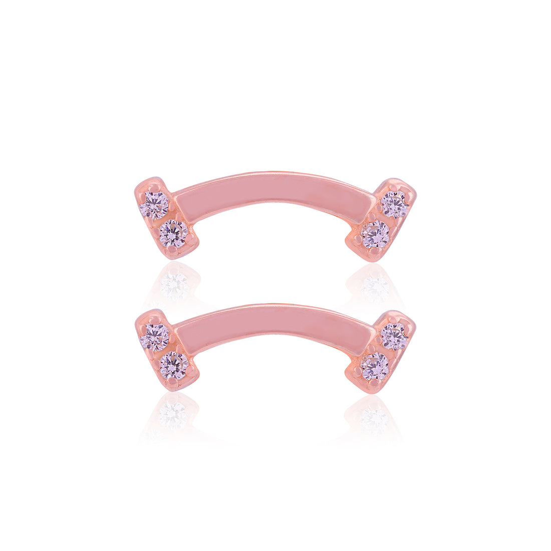925 Sterling Silver Crescent Curve Rose Gold Plated Stud for Women