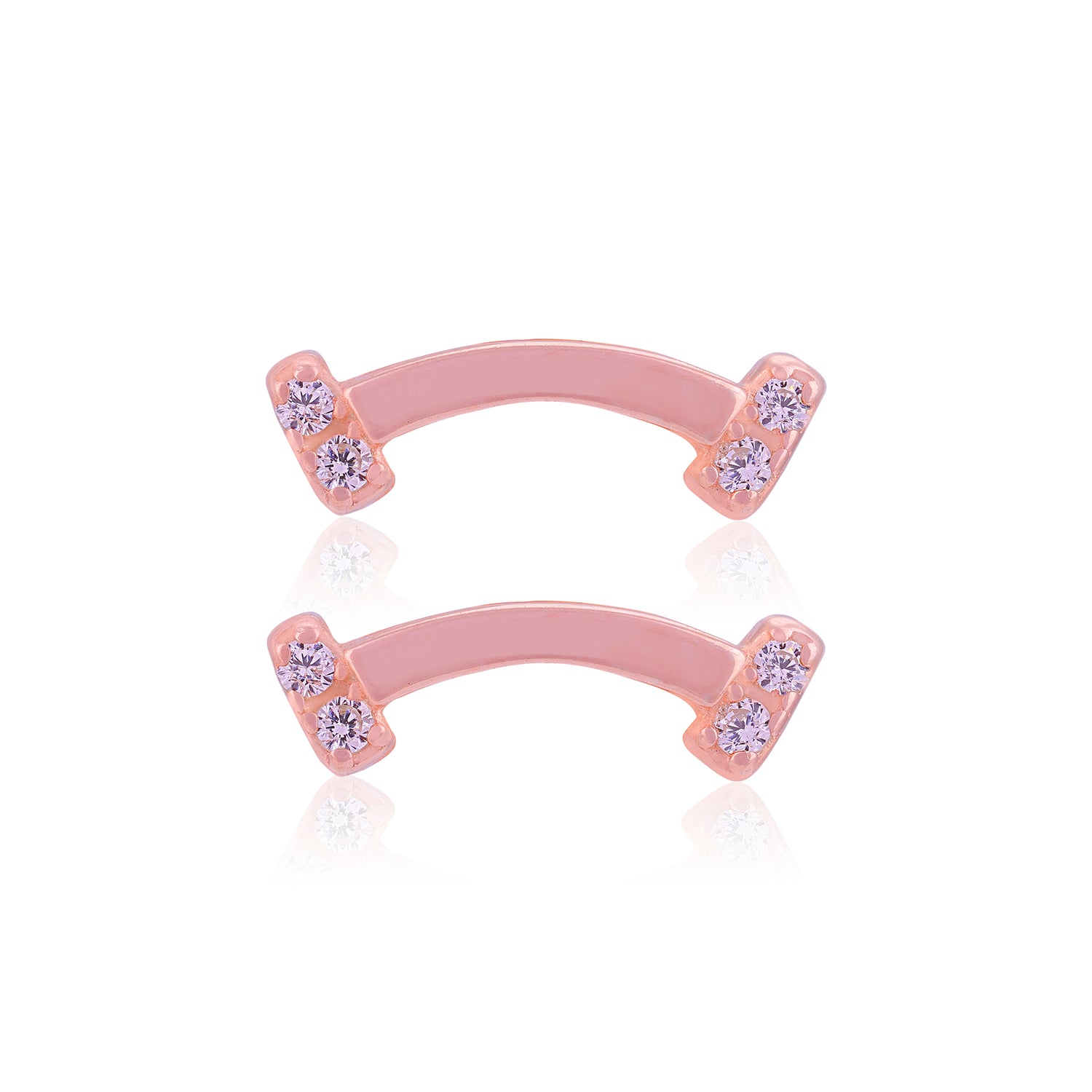 925 Sterling Silver Crescent Curve Rose Gold Plated Stud for Women