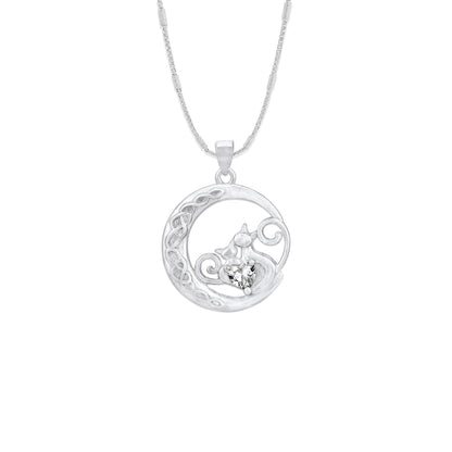 925 Sterling Silver Crescent Embraces Furry Motherhood Pendant Rakhi For Brother