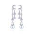 925 Sterling Silver Crescent Moon Pink Crystal Pearl Earring for Women