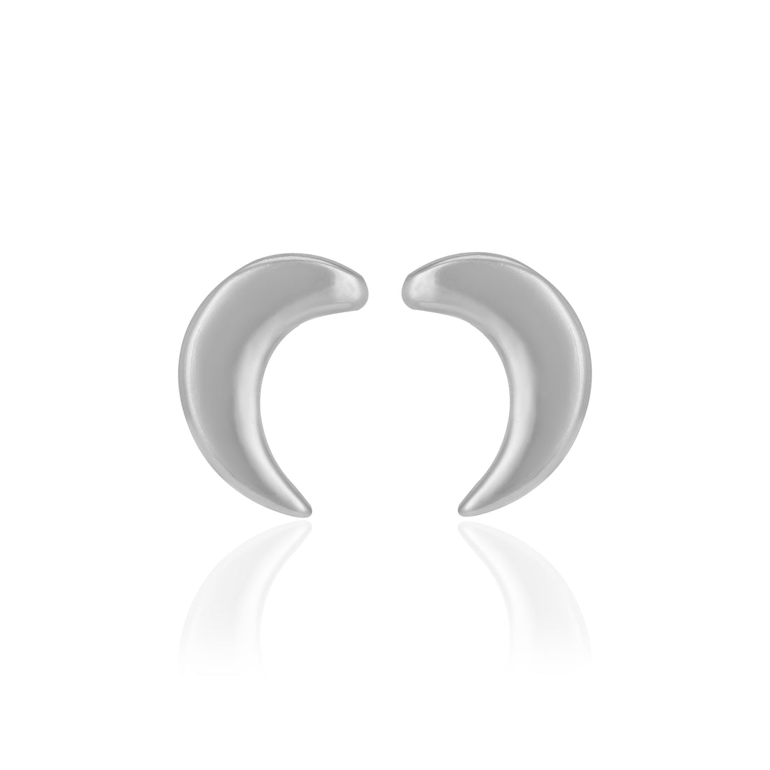 925 Sterling Silver Crescent Tiny Moon Rhodium Plated Earrings For Women