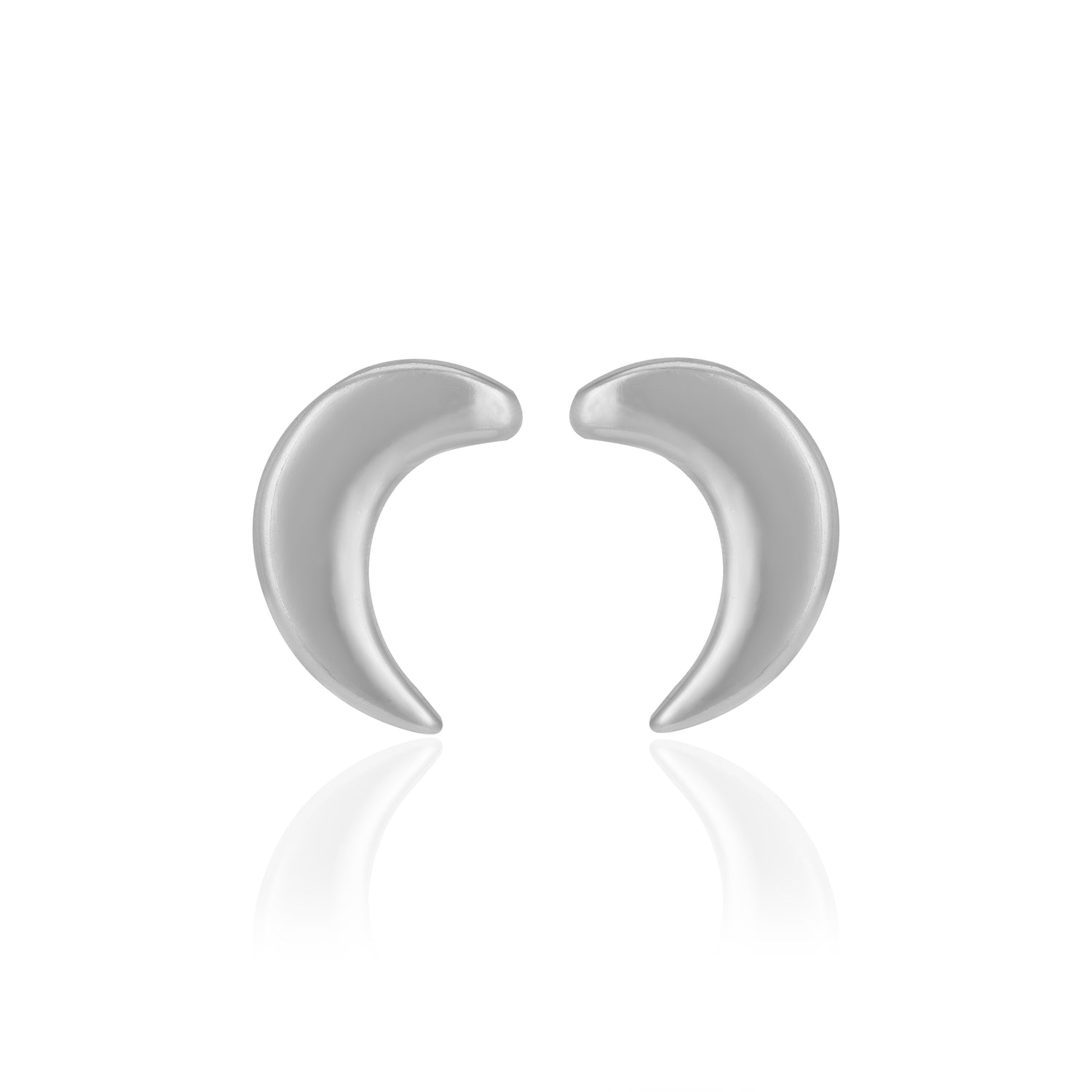 925 Sterling Silver Crescent Tiny Moon Rhodium Plated Earrings For Women