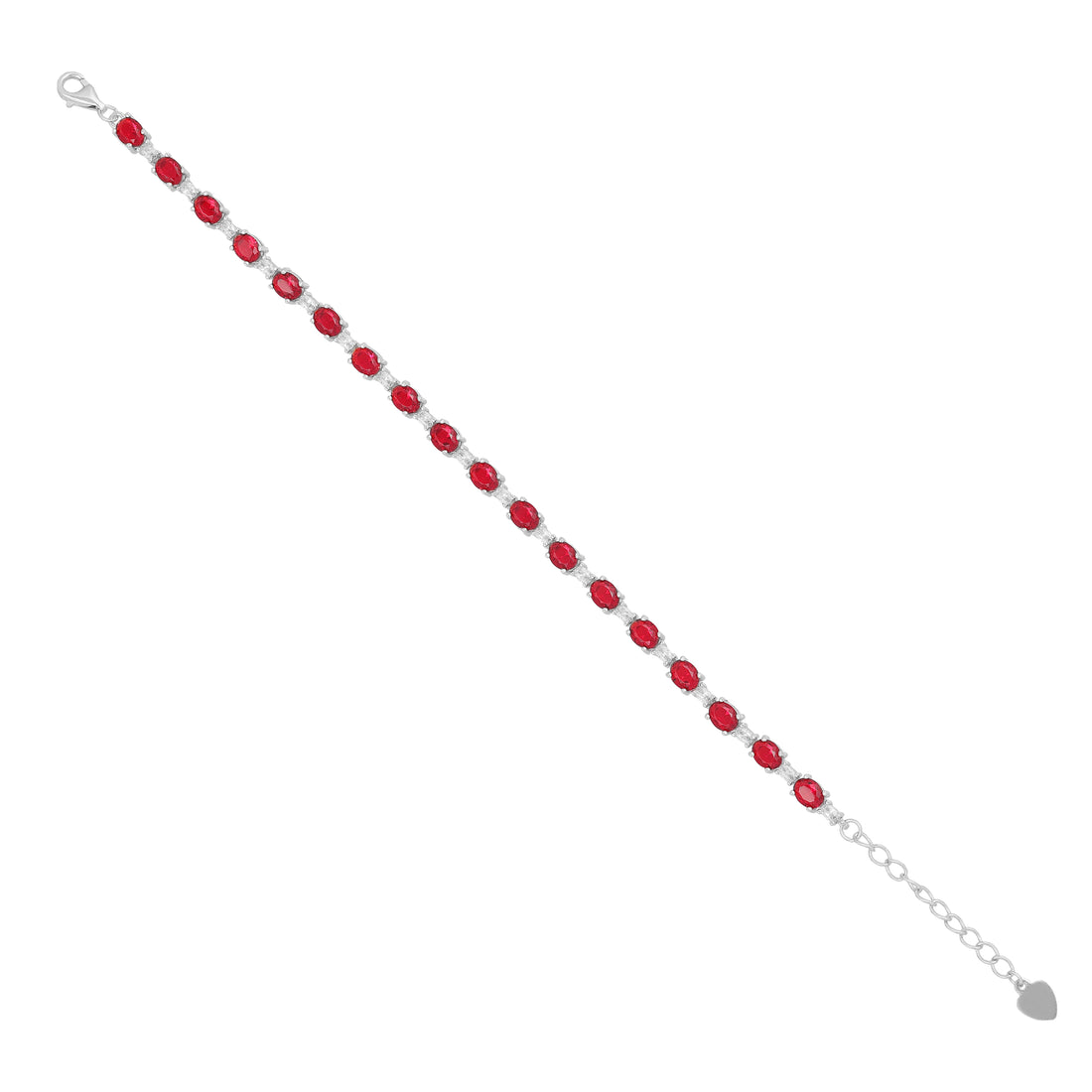925 Sterling Silver Crimson Red Beads Rhodium Plated Bracelet For Women
