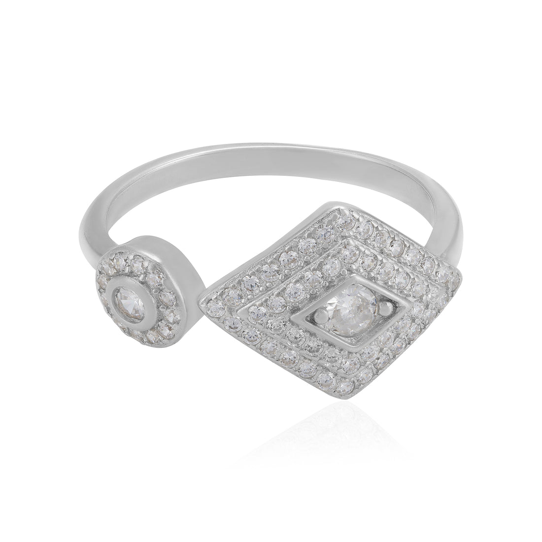 925 Sterling Silver Criss-Crossed Sparkling Diamond Twist Ring For Women