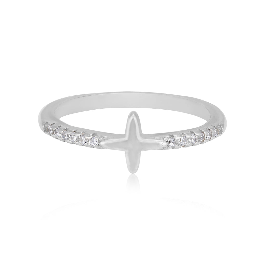 925 Sterling Silver Cross Radiance Pave  Ring for Women