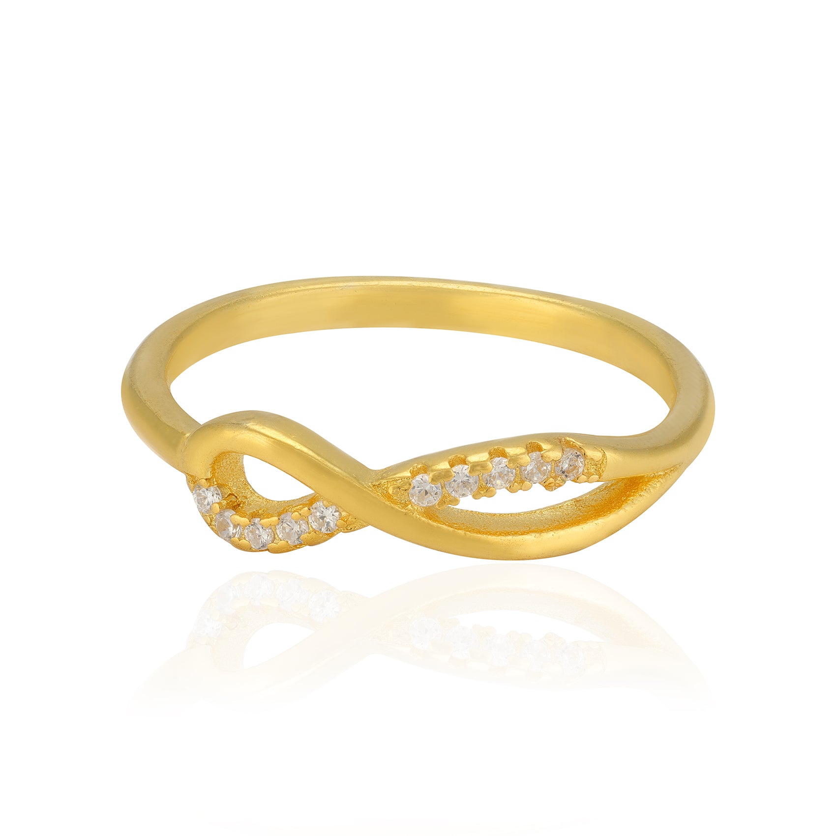 925 Sterling Silver Crossover infinity Gold Plated  Ring for Women