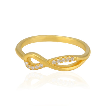 925 Sterling Silver Crossover infinity Gold Plated  Ring for Women