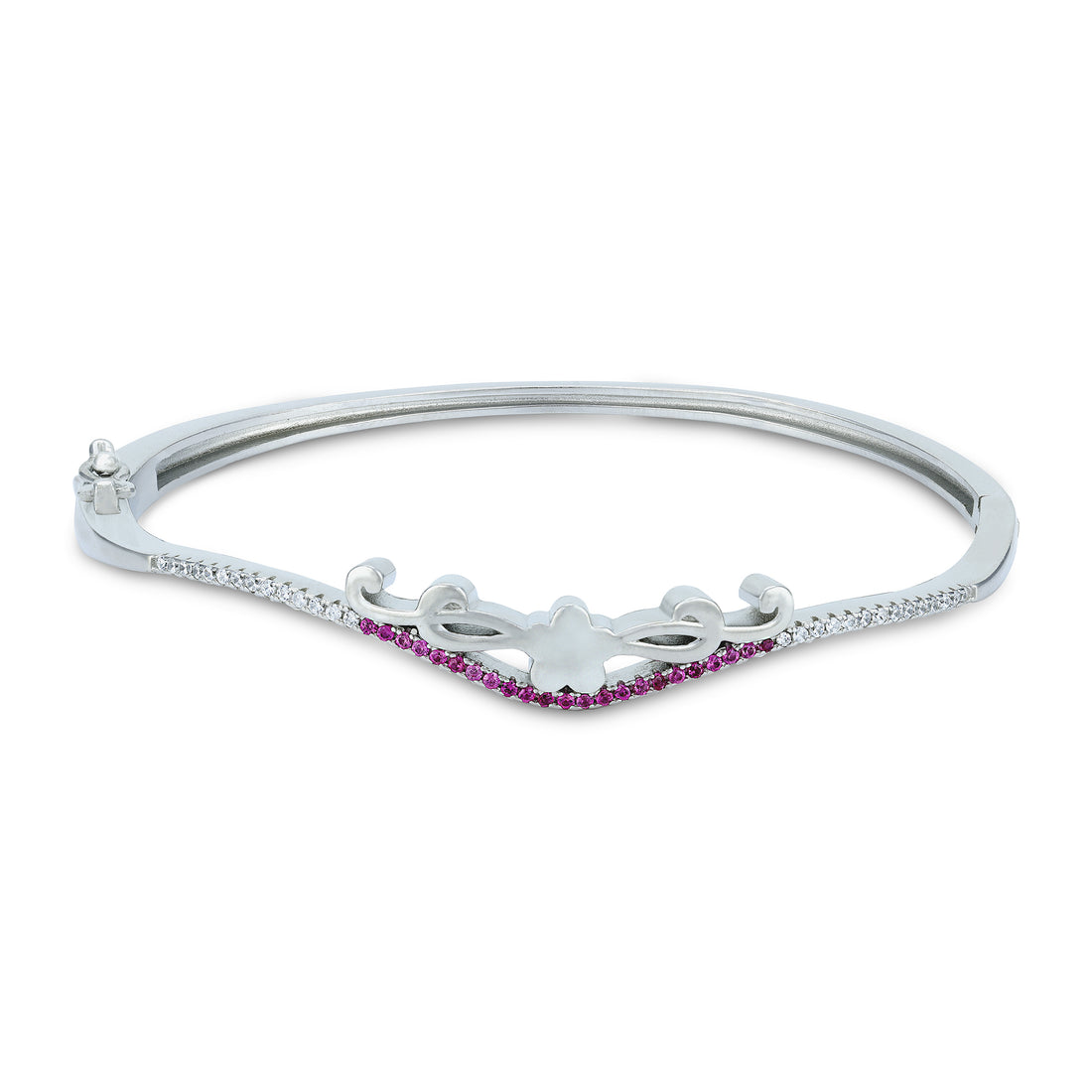 925 Sterling Silver Crown-Inspired Pink Accents Kada for Women