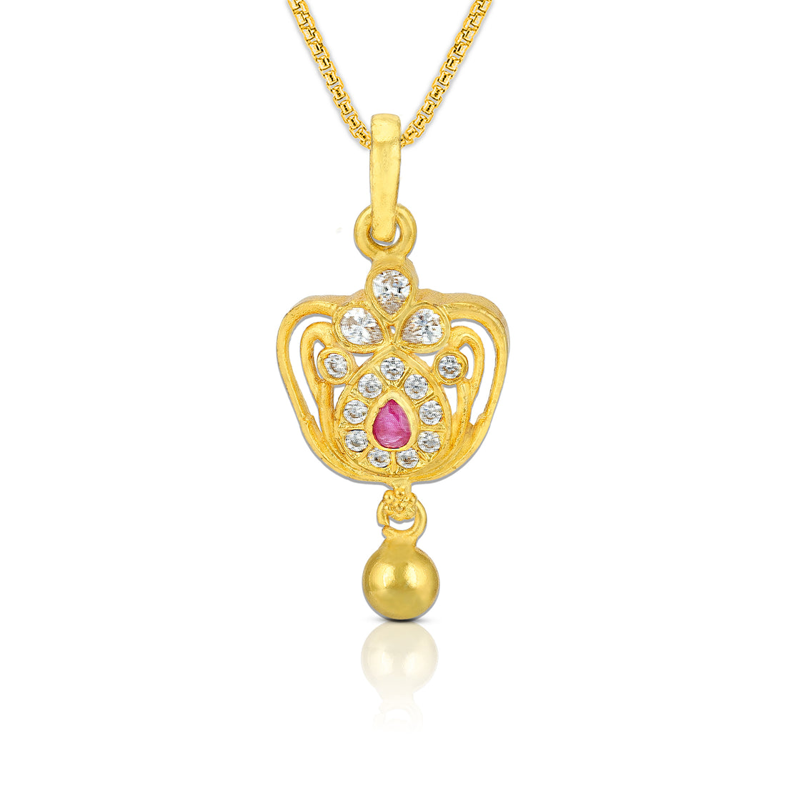 925 Sterling Silver Crown Motif Dangling Gold Balls Pendant For Women