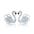 925 Sterling Silver Crystal-Encrusted Swan Motif Stud Earring for Women
