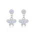 925 Sterling Silver Crystal Wings Drop Rhodium Plated Earring for Women