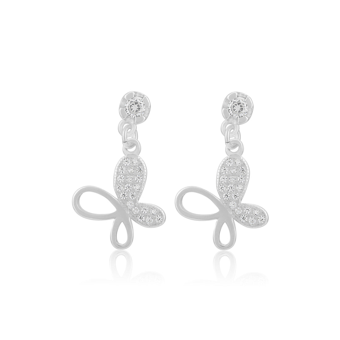 925 Sterling Silver Cubic Zircon Buttetfly Drop Earrinhgs For  Women