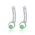 925 Sterling Silver Curved Bar Green Stone Rhodium Plated Earrings for Women