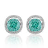 925 Sterling Silver Cushion-Cut Green  Halo Cocktail Earrings for Women