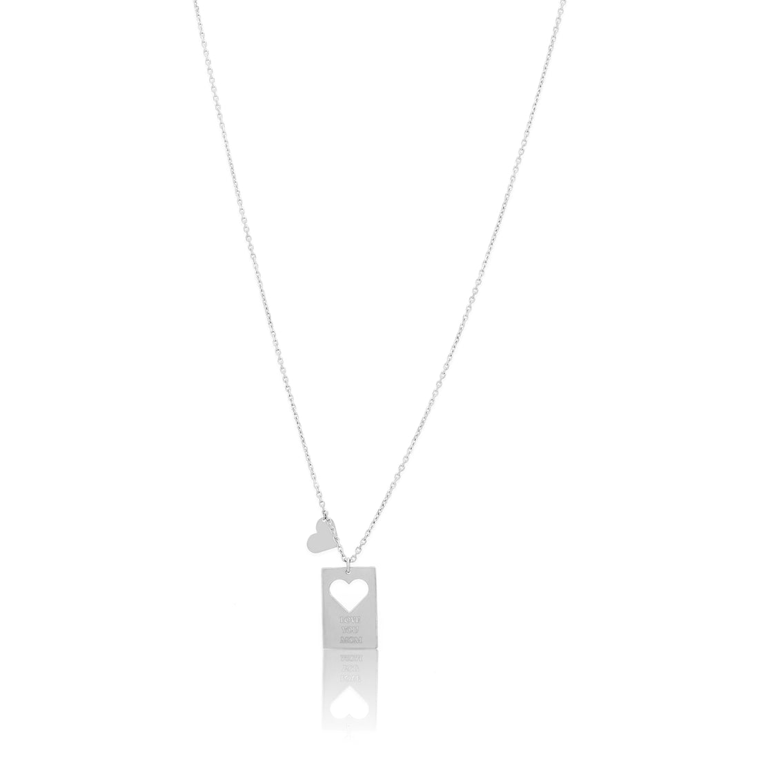 925 Sterling Silver Cutout Love Duo Rhodium Plated  Pendant Chain