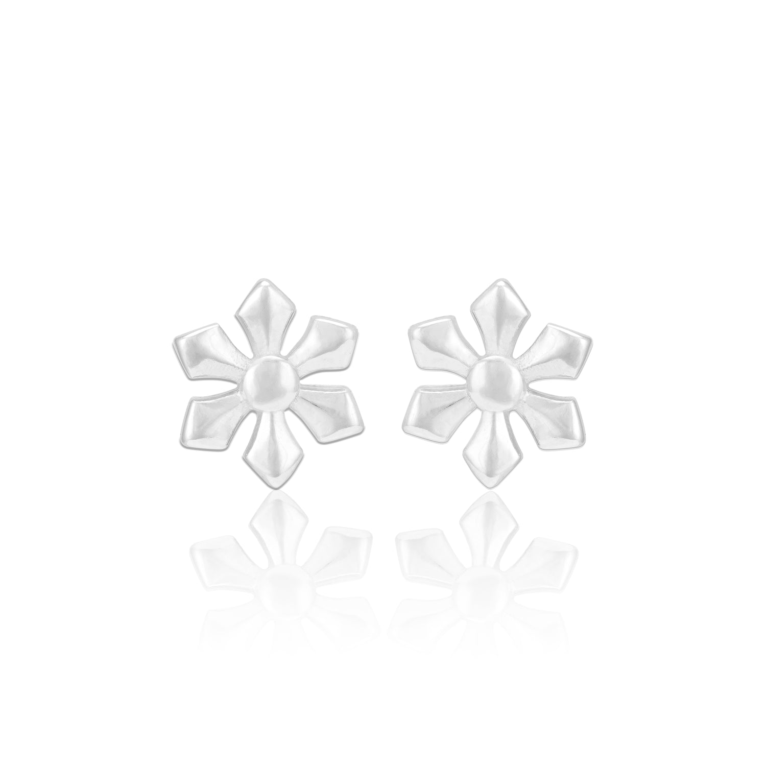 925 Sterling Silver Dainty Fluer Rhodium Plated Earrings For women