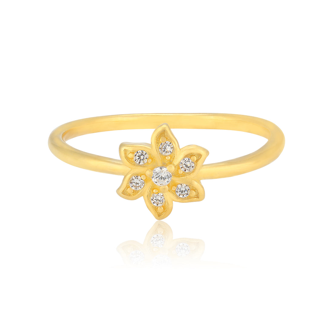 925 Sterling Silver Dainty Star Bloom Gold Plated Ring for Women