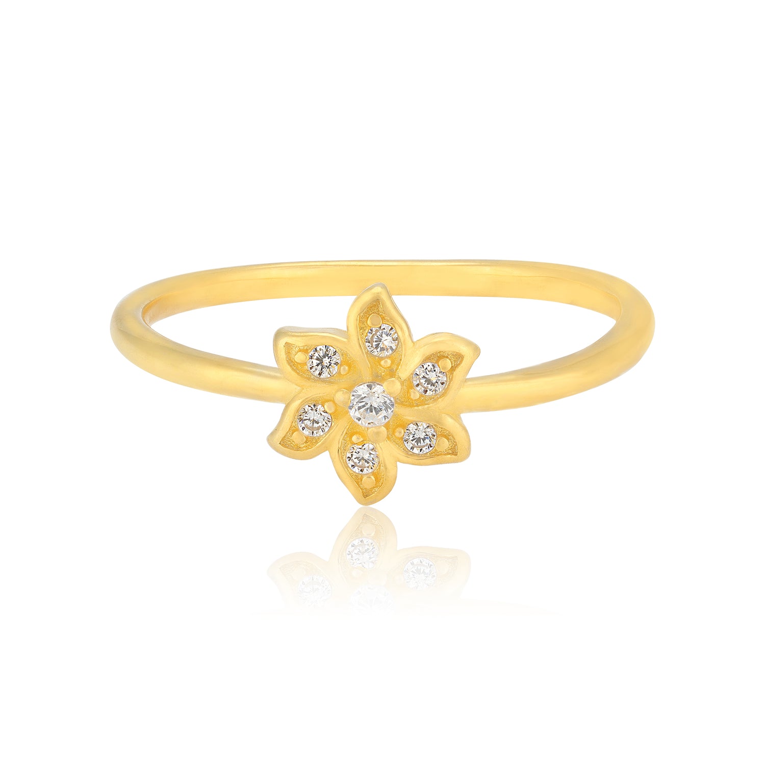 925 Sterling Silver Dainty Star Bloom Gold Plated Ring for Women