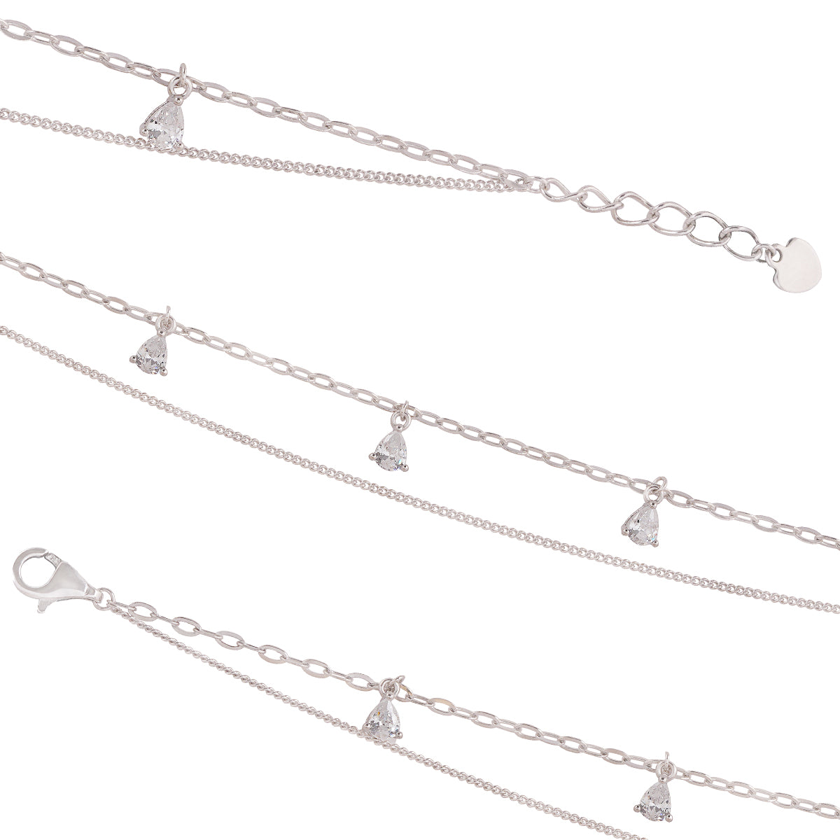 925 Sterling Silver Dangling Rhodium Silver Bracelet