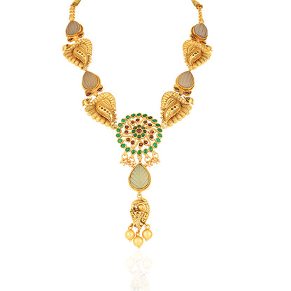 925 Sterling Silver Dazzle Tear Drop Moon Stone Peacock Tri Gold Drop Necklace for Women