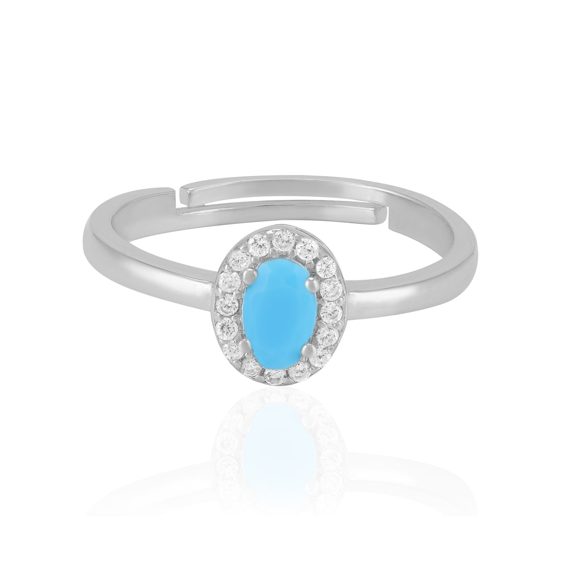 925 Sterling Silver December Month Oval Turquoise Birthstone Ring For Women