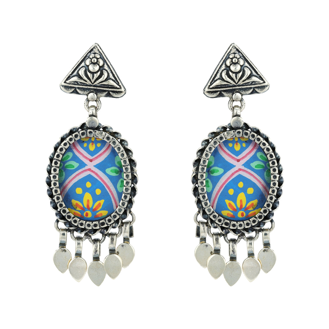 925 Sterling Silver Decorative Enamel Drop Medallion for women