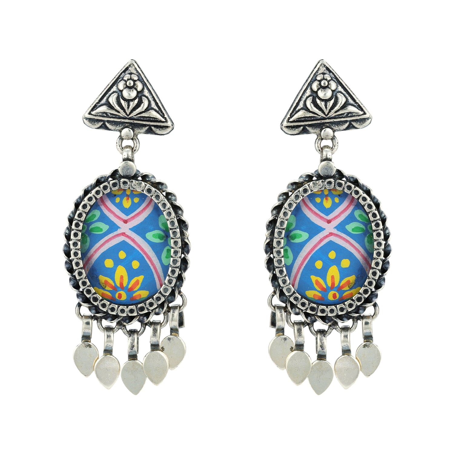 925 Sterling Silver Decorative Enamel Drop Medallion for women