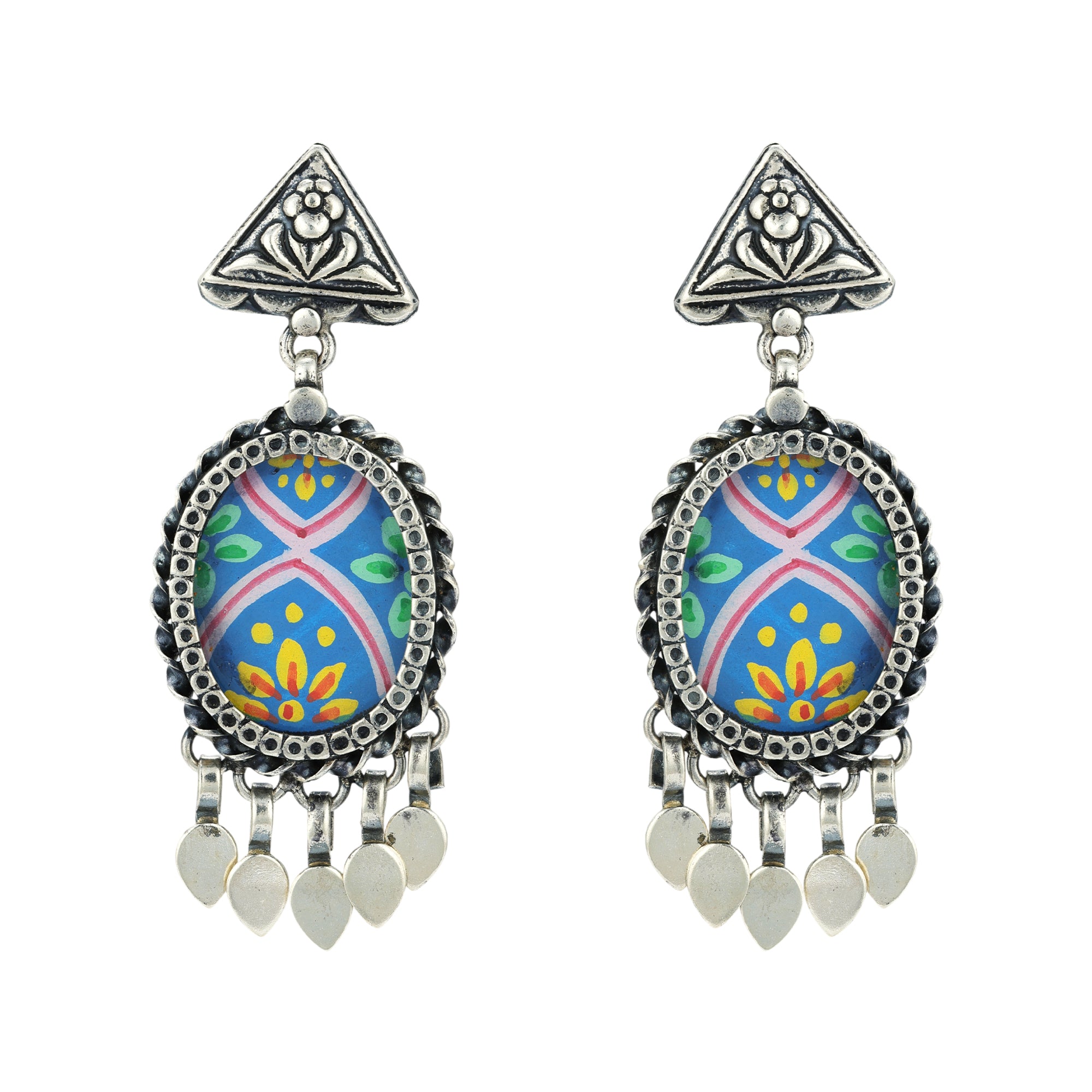 925 Sterling Silver Decorative Enamel Drop Medallion for women