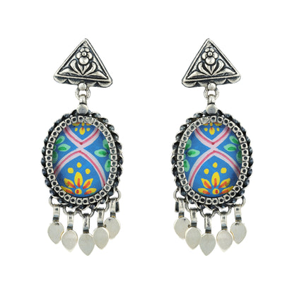 925 Sterling Silver Decorative Enamel Drop Medallion for women