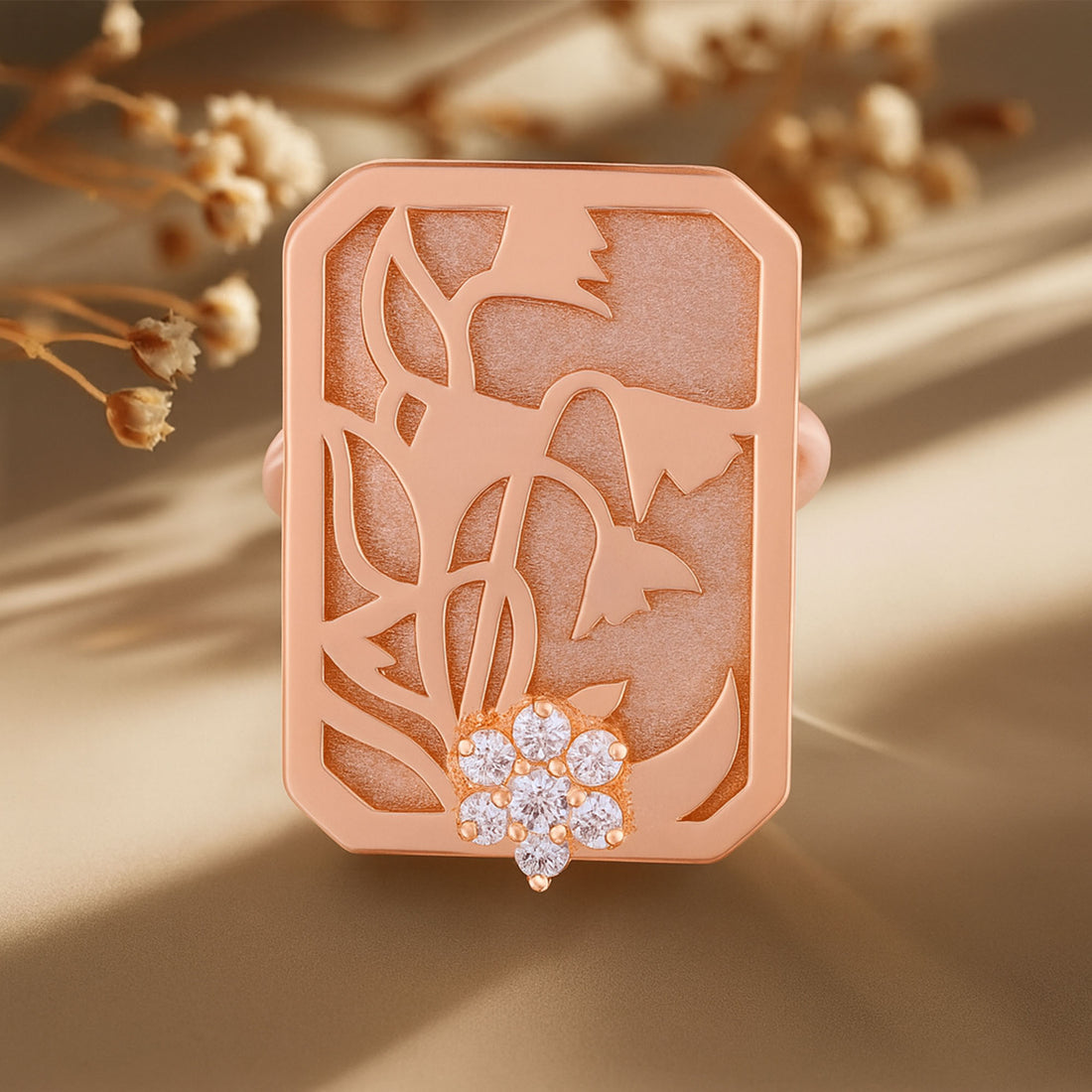 925 Sterling Silver Delicate Arc Floral Ring For Women