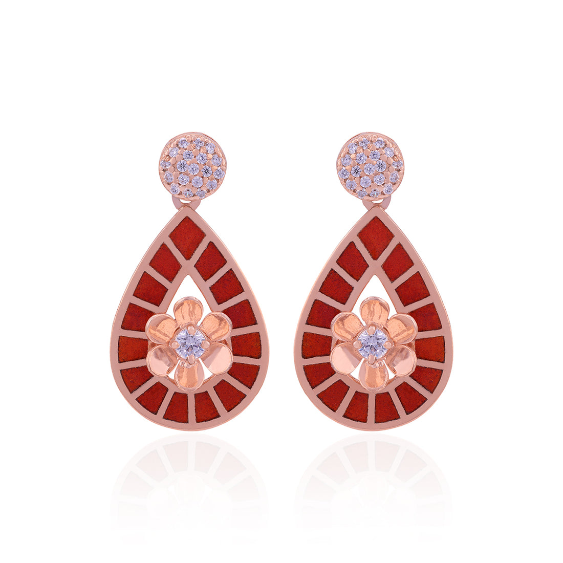 925 Sterling Silver Delicate Floral Teardrop Earrings For Women