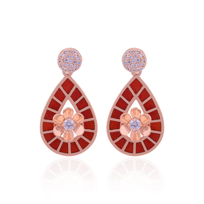 925 Sterling Silver Delicate Floral Teardrop Earrings For Women