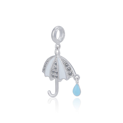 925 Sterling Silver Dewdrop Elegance Umbrella Dangle Charm Pendant for Women