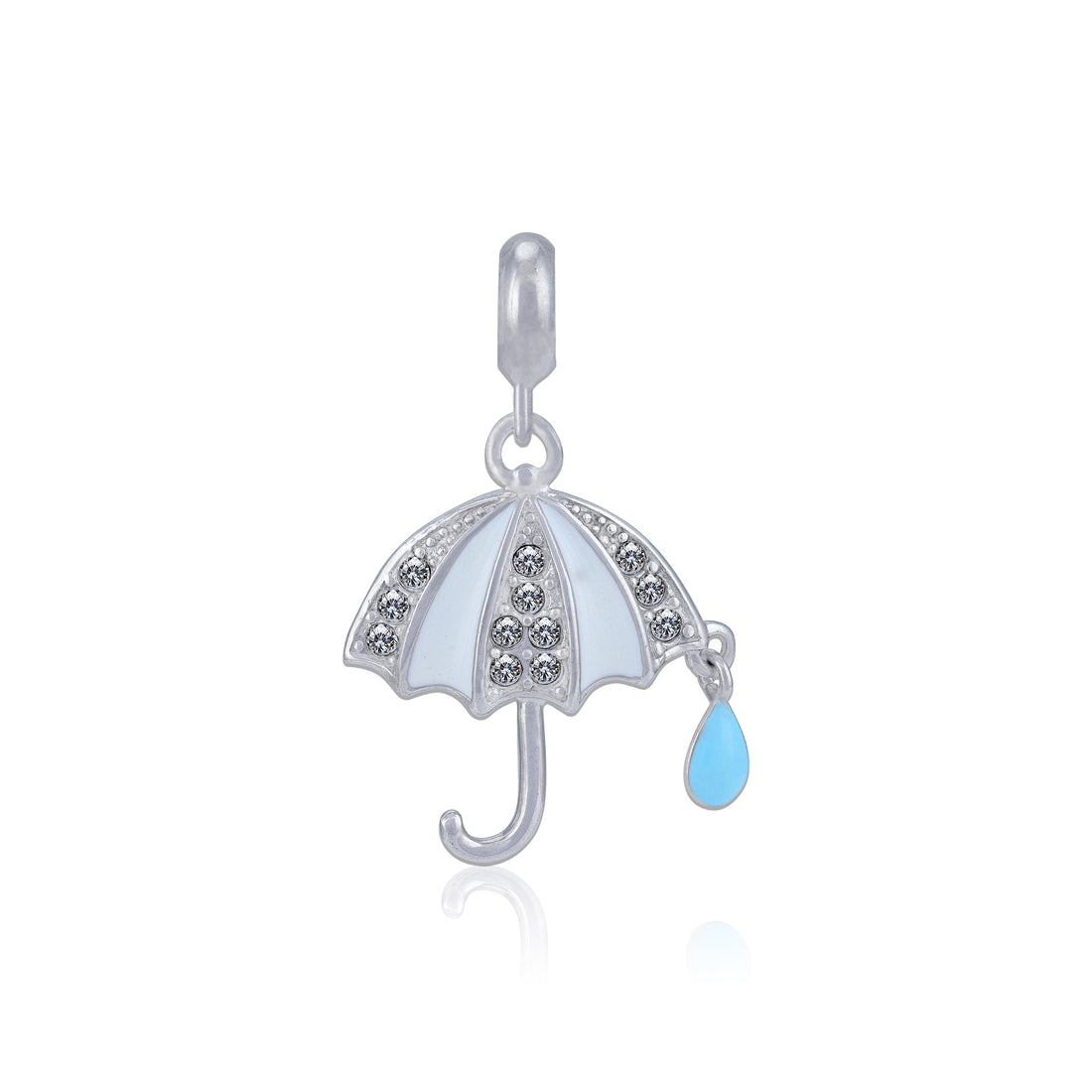 925 Sterling Silver Dewdrop Elegance Umbrella Dangle Charm Pendant for Women