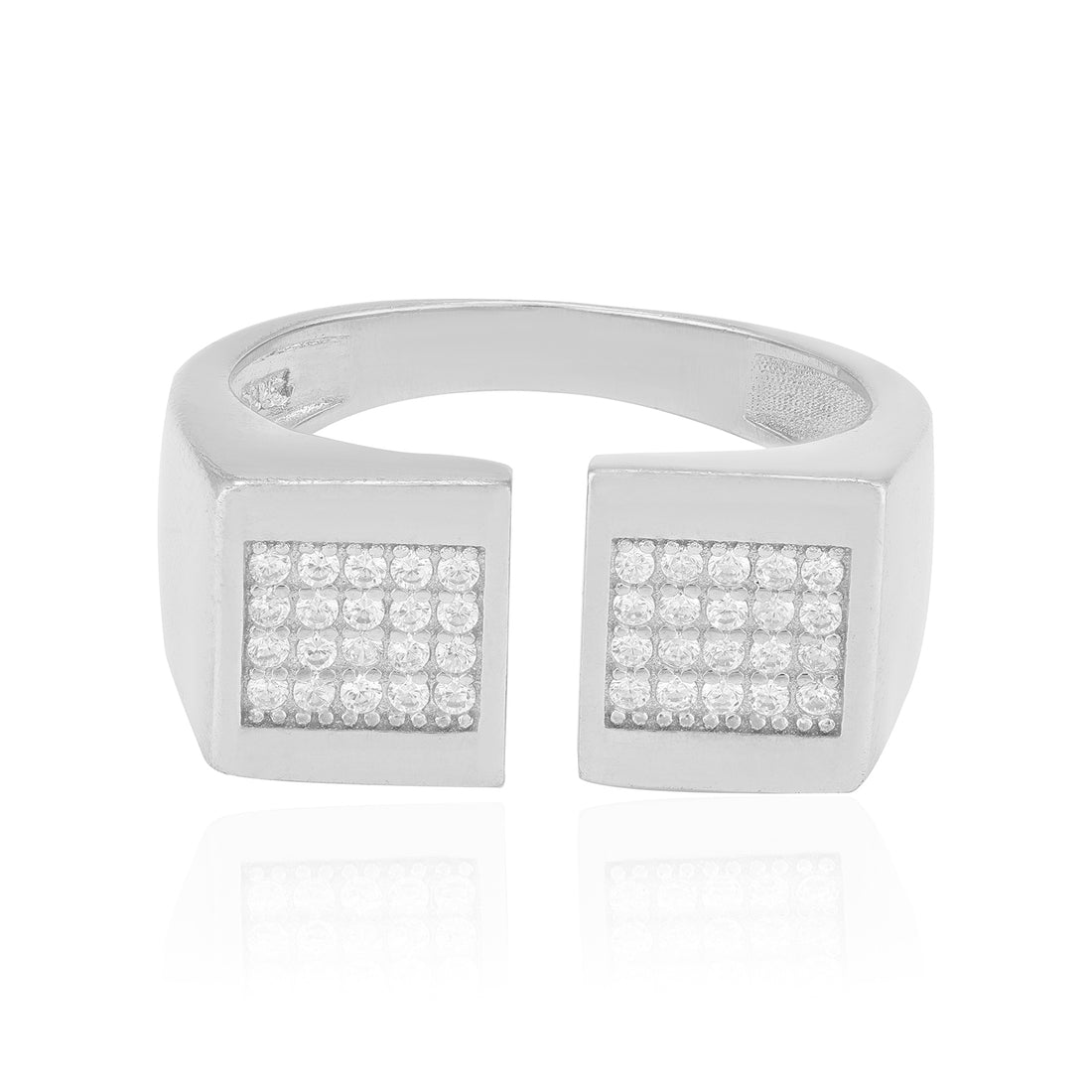 925 Sterling Silver Diamond Axis Split Rhodium Plated Band for Men