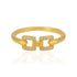 925 Sterling Silver Double Square Gold Plated Cocktail Ring for Women