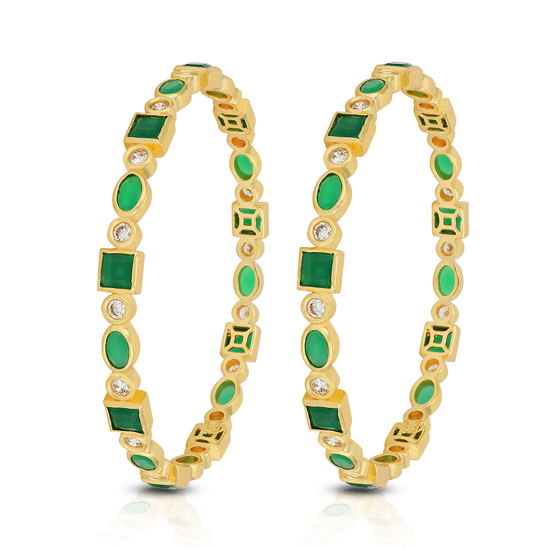 925 Sterling Silver Dual Shape Emerald Bangle for Women