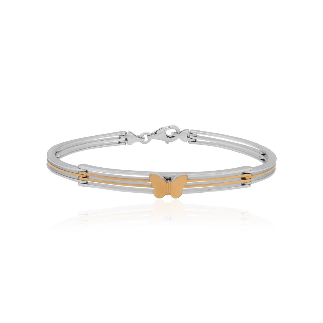 925 Sterling Silver Dual Tone Butterfly Charm Modern Kada for Women