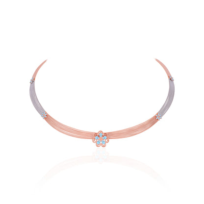 925 Sterling Silver Dual Tone Floral Mist Elegance Necklace For Women