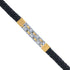 925 Sterling Silver Dual Tone Grid Link Jet Black Leather Weave Bracelet for Men