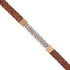 925 Sterling Silver Dual Tone Mesh Link Textured Brown Strap Bracelet for Men